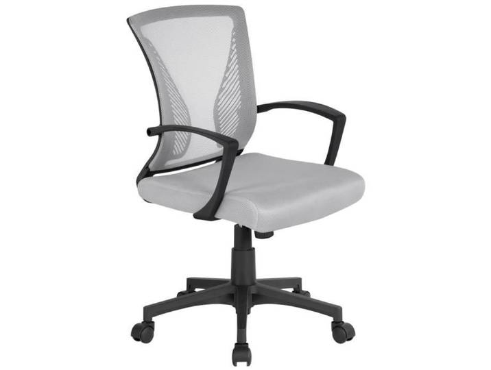 Yaheetech Chaise de Bureau Ordinateur en Maille sur Roulettes Pivotant Inclinable Siège et Base Hauteur Réglable Gris