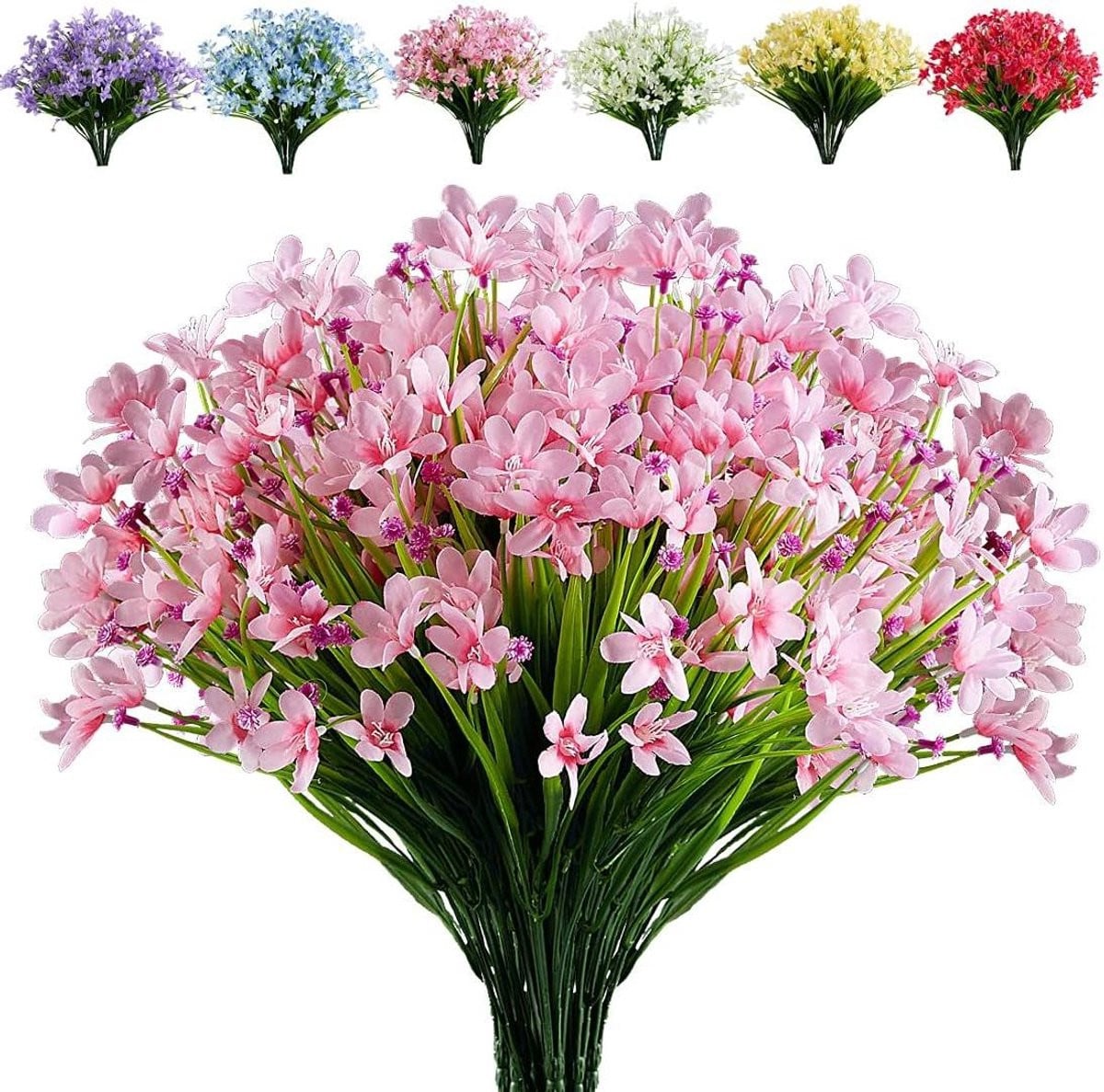 Kunstbloemen Narcissen - 24 Bundels - Roze - UV-bestendig - Woondecoratie