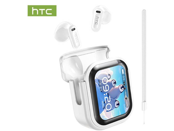 HTC NE20 Écouteurs de traduction sans fil Bluetooth 6.0 avec écran tactile LED, écouteurs sans fil étanches haute fidélité, écouteurs à commande tactile TWS, microphone intégré, 8 modes de traduction, prise en charge de 135 langues, écouteurs de traductio