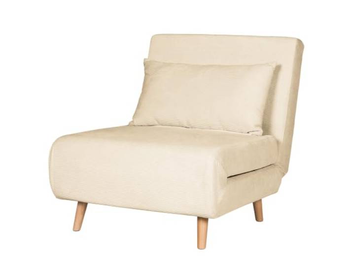 home24 Schlafsessel Textil Holz 90 x 77 x 81 cm Mit Schlaffunktion, mittlerer Komfort, Cordbezug, lackierte Buchenfüße, skandinavisches Design, teilmontiert, fürs Wohnzimmer