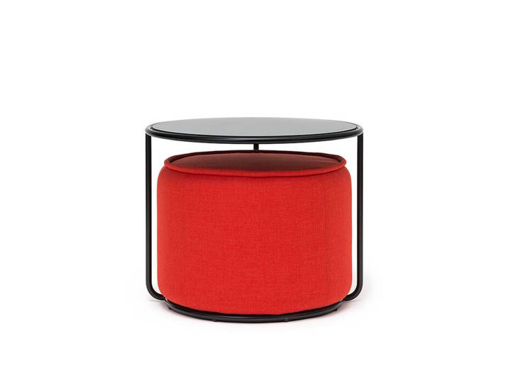 Softline Sofatisch mit Hocker Tom schwarz, Designer Sascha Sartory, 37 cm