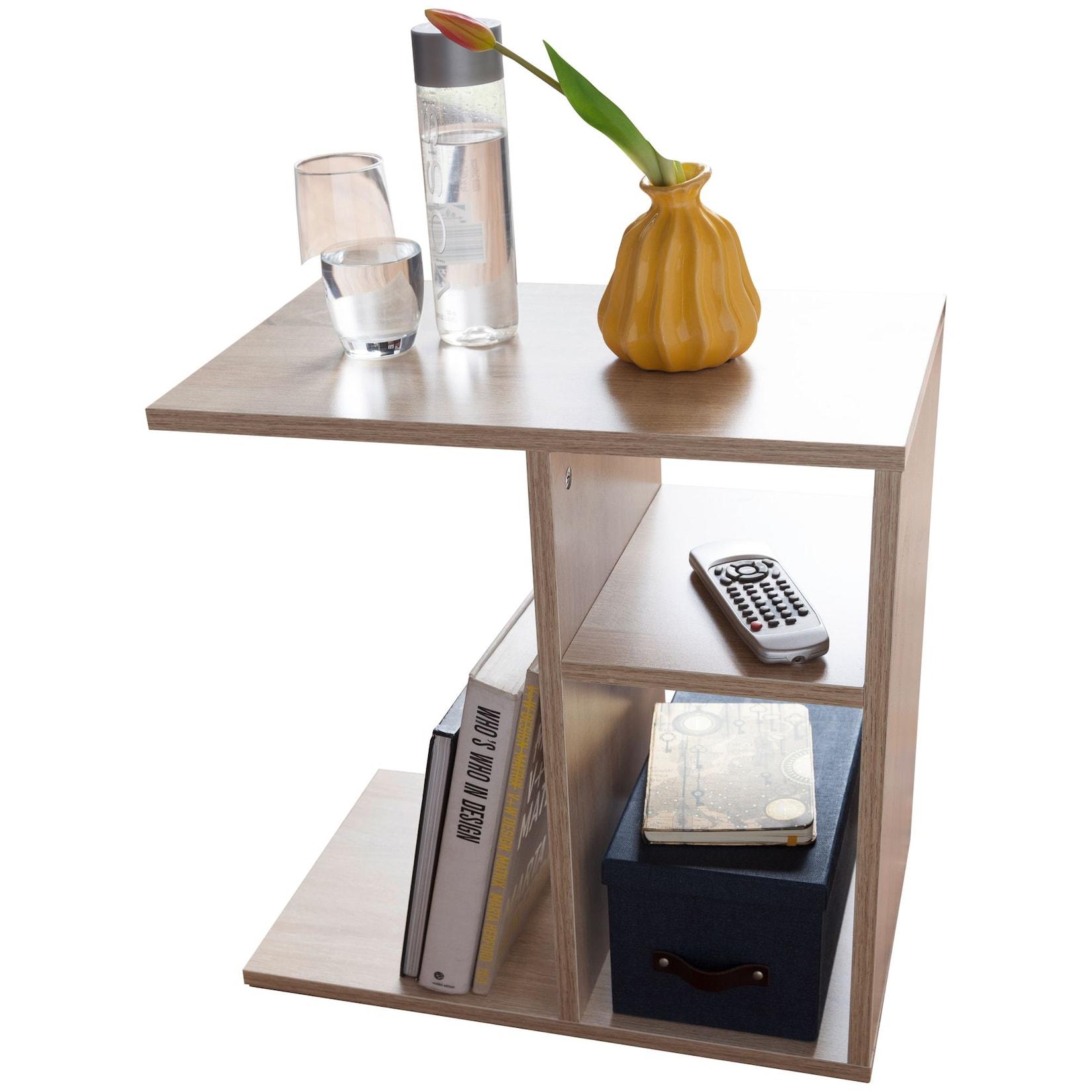 KADIMA DESIGN Beistelltisch ITTER Holz: Ablagefächer, 50x50x30 cm, kratzfest & wasserabweisend