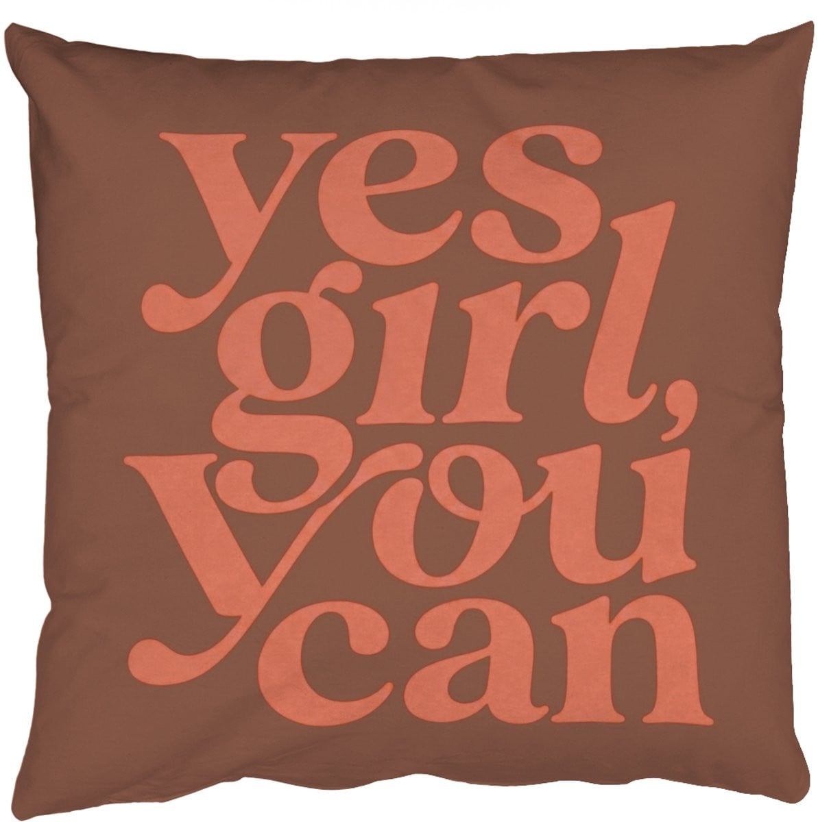 Sierkussen Yes Girl You Can - Oranje en Bruin - 45 x 45 cm