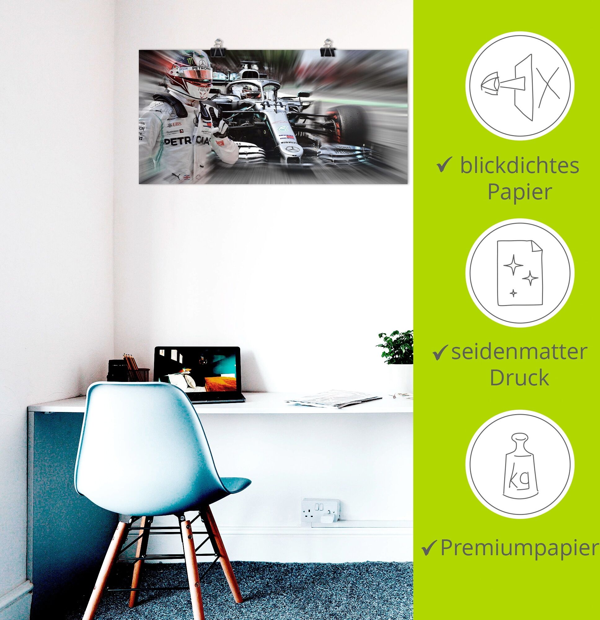 Wandbild ARTLAND "Weltmeister Sir Lewis Hamilton", silber (farbe bild(er): farbig), B:60cm H:30cm, Papier, Bilder, Wandbild, als Alubild, Leinwandbild, Poster, Wandaufkleber in verschied. Grössen farbe bild(er): farbig B/H/T: 60cm x 30cm, Poster Funsport 