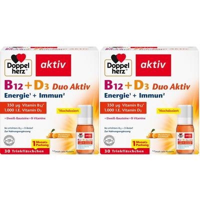 Doppelherz aktiv B12 + D3 Duo Aktiv Energie+Immun Doppelpack 2x30 St Trinkampullen
