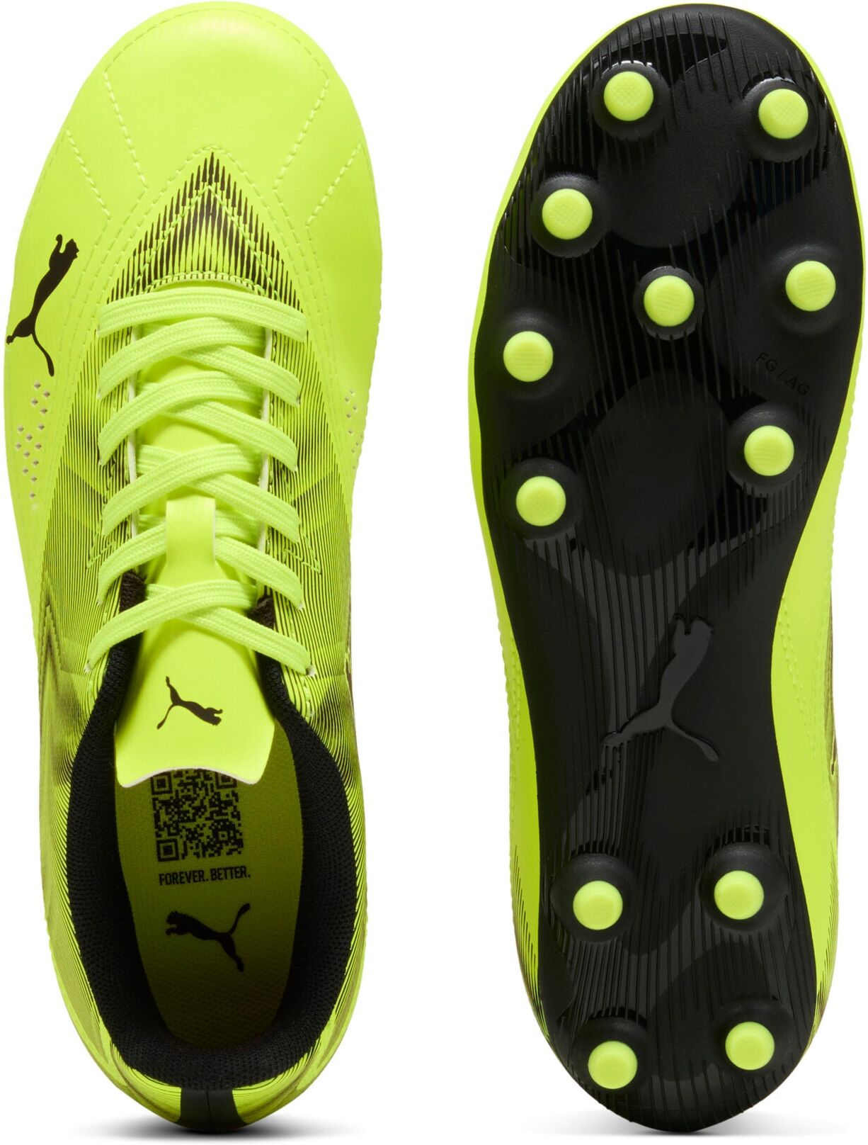 Fussballschuh PUMA "RAPID FGAG", Herren, Gr. 46,5, Textil, gelb (lime squeeze, puma schwarz), Synthetik, Schuhe Fussballschuh, für Rasen- und Kunstrasenplätze lime squeeze, puma schwarz 46,5, Textil