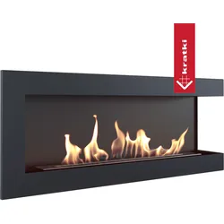Wandkamin Bioethanol DELTA 1200 TÜV rechts Deko Steine Set