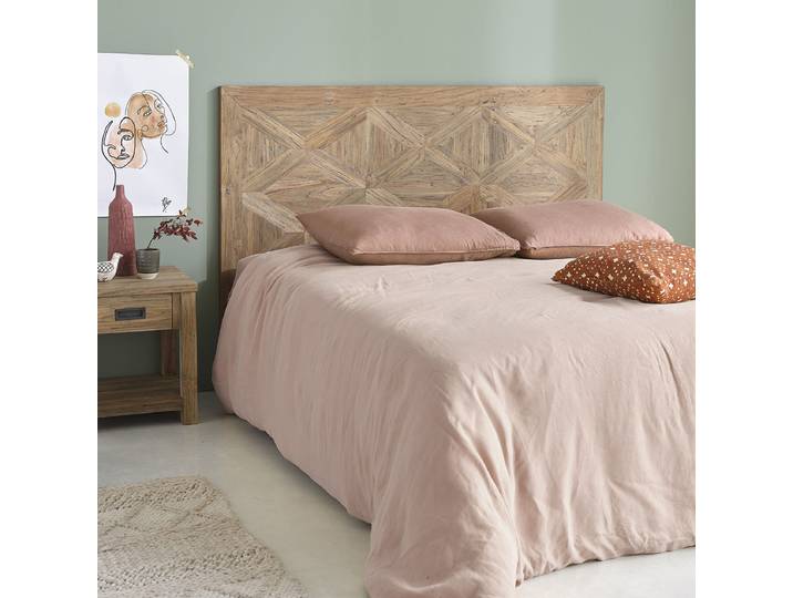 Berah Getah – Tête De Lit En Teck Recyclé 165 Cm – Hauteur 116 Cm – Design Chevrons Éco-responsable – Montage Facile Et Livré Monté