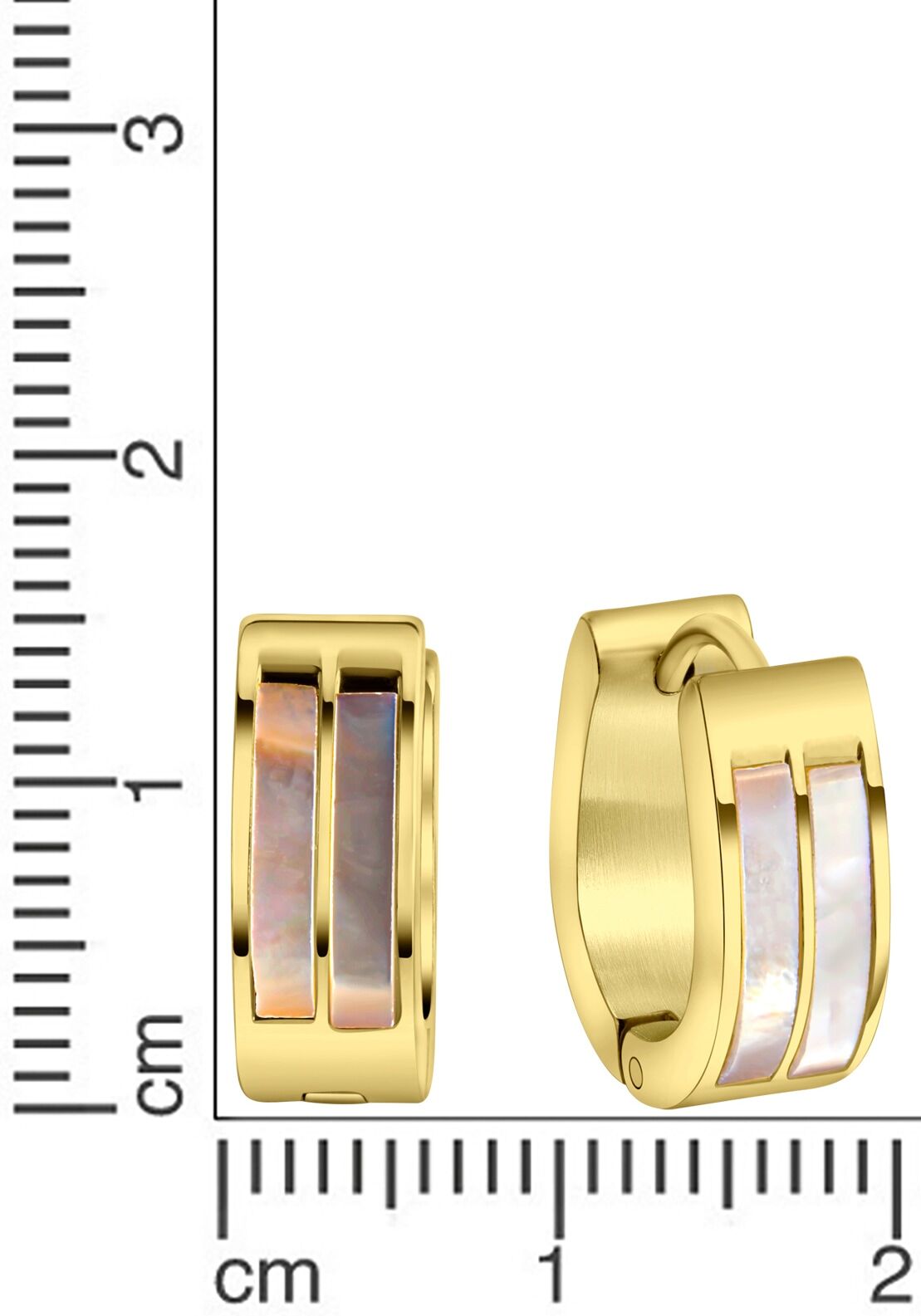 Paar Creolen FIRETTI "Schmuck Geschenk Oval", weiss (gelbgoldfarben, perlmuttfarben), Ohrringe, Damen, Edelstahl, Paar Creolen, mit Perlmutt gelbgoldfarben, perlmuttfarben Edelstahl