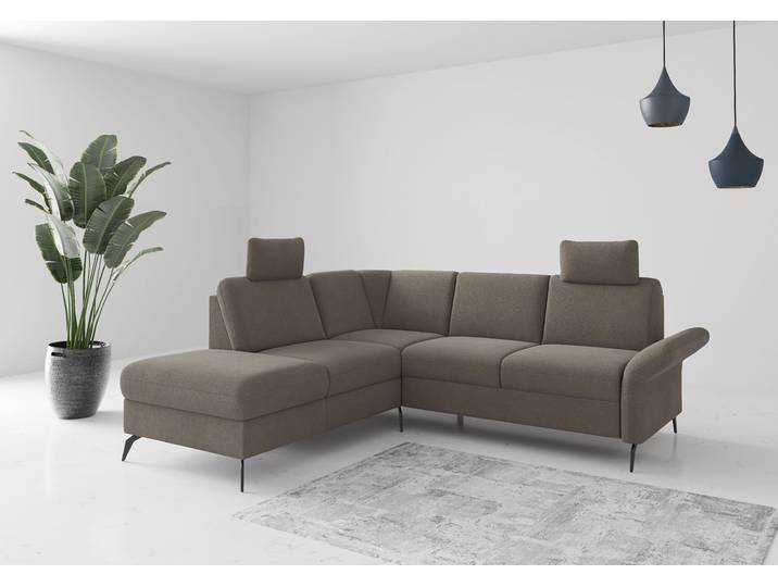 Ecksofa, Luxus-Microfaser Euphoria, Braun, 240×216 cm, Ottomane Links, Klassisch, Home Affaire