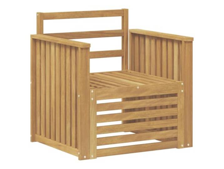 Coespram Garten Einzelsofa Massivholz Akazie Weiß Outdoor Sofamodul Modulares Sesselelement aus Echtholz für Terrasse, Balkon und Garten. Bequemes Outdoormöbel mit Armlehnen.