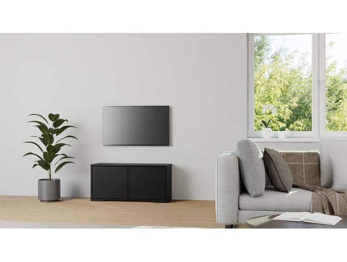 Badezimmer-Lowboard – kostenlose Holzmuster MDF Lackiert Tiefs­chwarz RAL&nbsp;9005