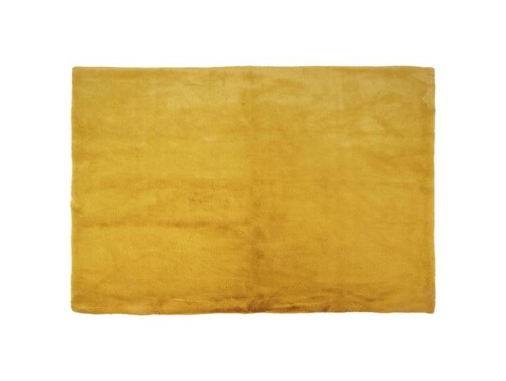 Tapis 120x170cm imitation fourrure fine jaune moutarde