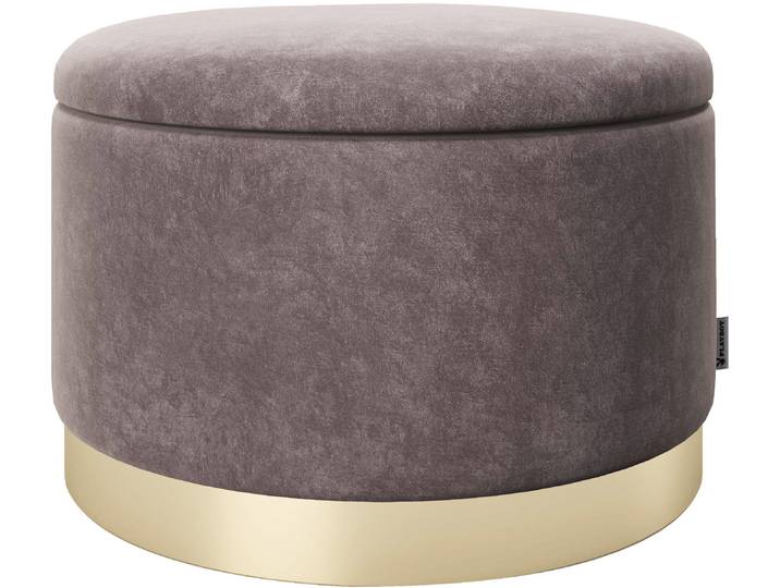 Pouf PLAYBOY SUE , lila (altrosa samt), B:55cm H:35cm T:55cm, Holzwerkstoff, Metall, Polyester, Poufs, Pouf, Abnehmbarer Deckel, innen Stauraum für Decken, Kissen und Sonstiges