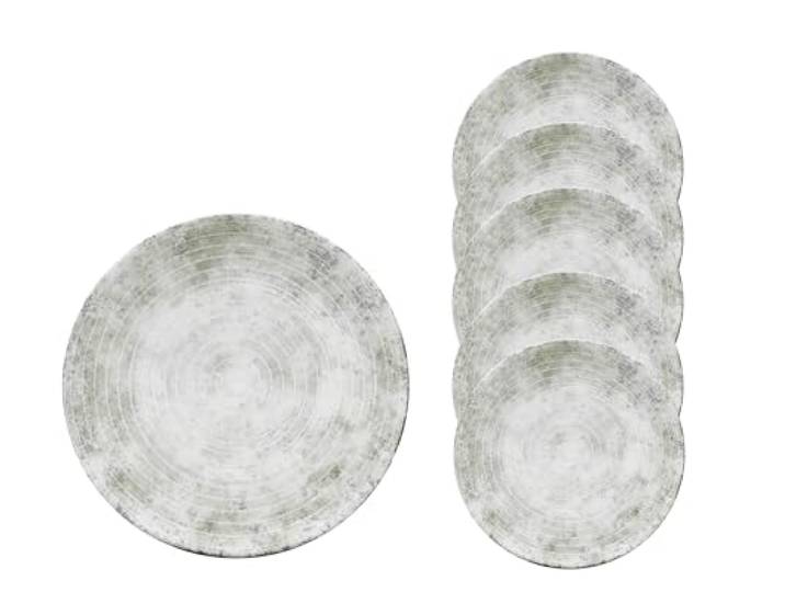 Van Well Korfu Speiseteller 28 cm grau aus Porzellan – 6er Set für Hauptgerichte & gedeckte Tafel