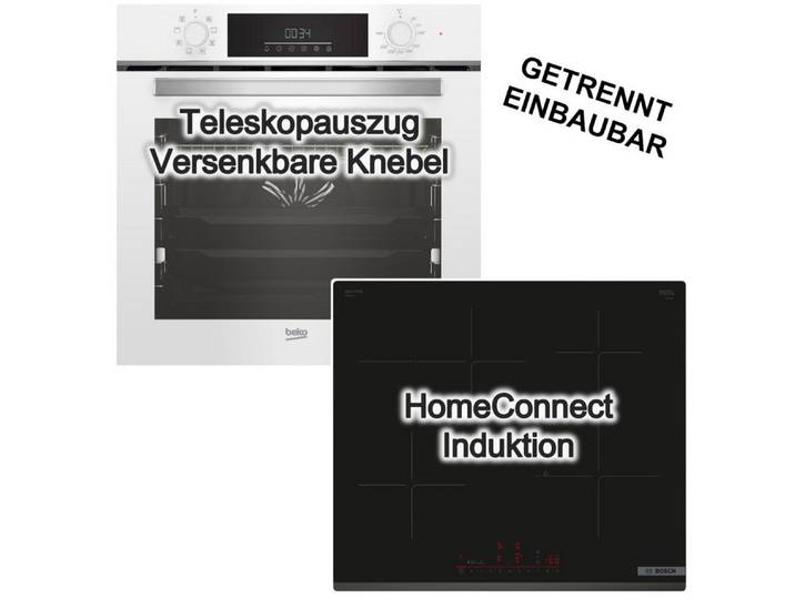BEKO Backofen-Set Backofen SteamShine Teleskopauszug + BOSCH Induktionsfeld PowerBoost, mit 1-fach Teilauszug, Steam Clean