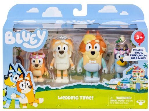 Moose Toys Bluey Figures 4 Pack - Wedding Time (Packaging May Vary) for Kids, 4 Poseable Mini-Figures, Ages 3+