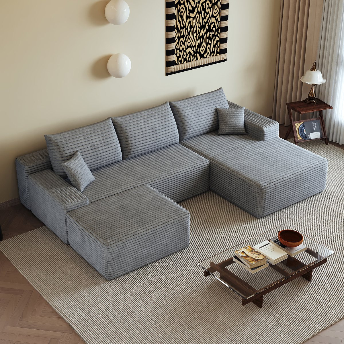 HAUSS SPOLE Modulaire Hoekbank in Scandinavische Stijl - Grijs - L-vormig