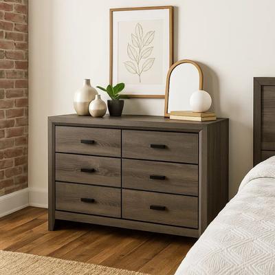 Benjara Dresser with Black Rectangular Pulls, Gray