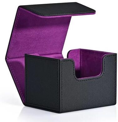 Inspired Finds MagnaGuard PU Leather Trading Card Deck Box Fits 100 Sleeved Cards black Purple