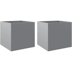 Helloshop26 - Hochbeet-Pflanzkasten für Pflanzen Blumen Garten Terrasse 2er-Set silber 42 x 40 x 39 cm verzinkter Stahl Silber 02_0039011