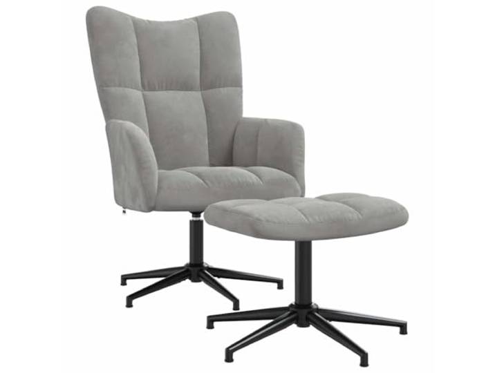 vidaXL Relaxsessel mit Hocker Hellgrau Samt