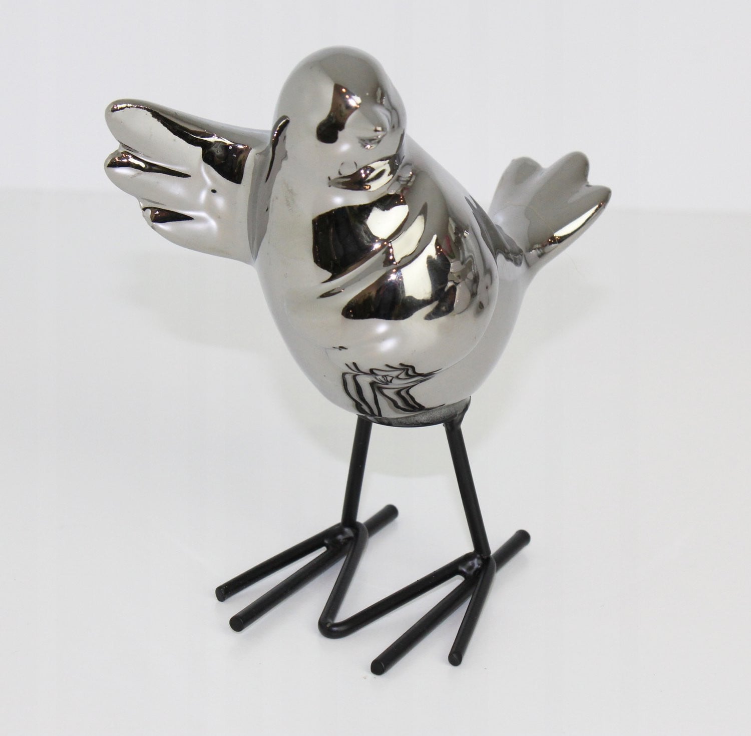Zilveren keramische vogel decoratie voor op tafel
