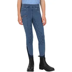 QHP Kinder Denim Reitleggings ROSALYNN Vollbesatz jeans FS 26, Größe: 116