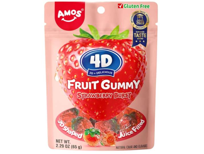 Amos Bonbons gélifiés aux fruits 4D saveur Fraise 65 g