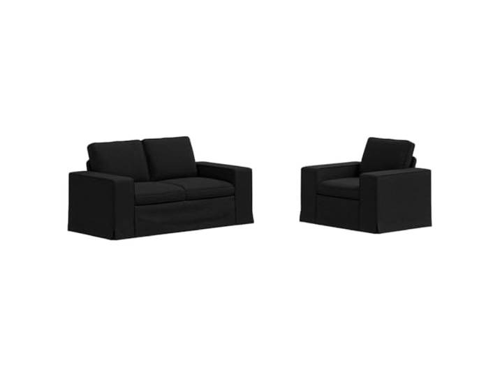 KUTYWEXFM Sofagarnitur 2-Teilig Couch Set Schwarz Stoff Modernes Sofa Modulare Polstermöbel für Wohnzimmer und Schlafzimmer mit robustem Metallrahmen, bequemer Schaumstoffpolsterung.