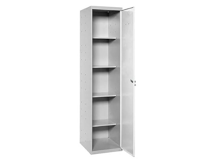 PROREGAL Putzmittelschrank AMEGO HxBxT 180x40x40cm 4X Fachboden Weiß-Grau Metallschrank Haushaltsschrank