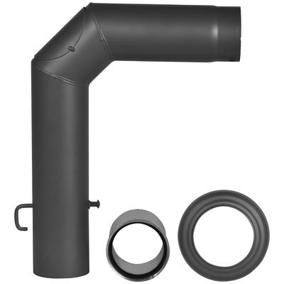 Ofenrohr FIREFIX, schwarz, B:14,5cm H:59cm L:49cm, Stahlblech, Rohre, Stahlblech, mit Drosselklappe