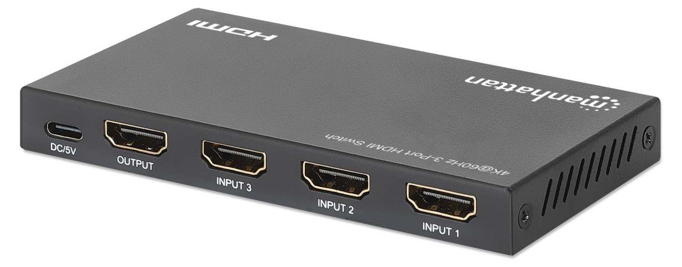 Manhattan 208222 4K 60Hz HDMI-switch met 3 poorten