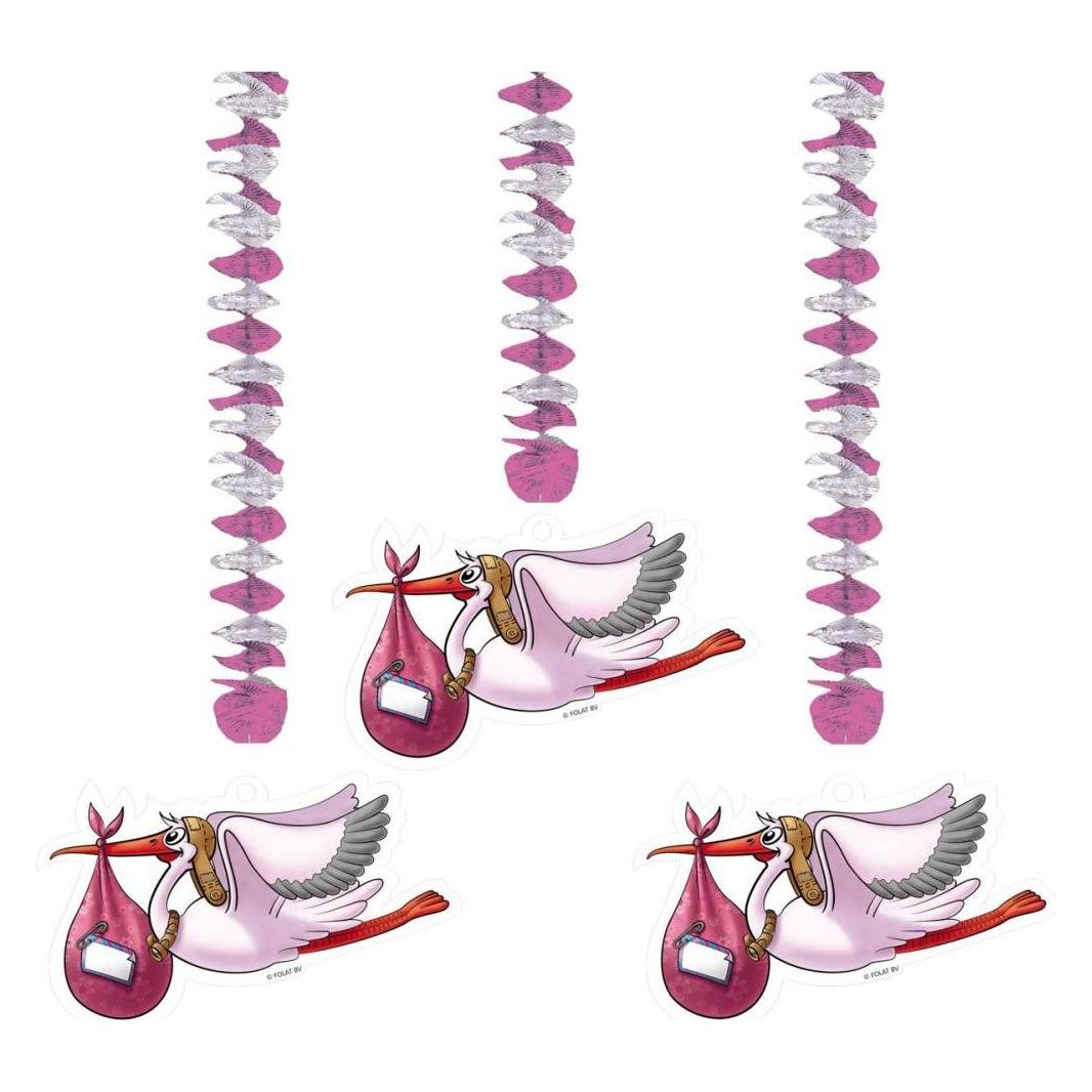 Folat Spiralen-Hänger "Rosa Storch" (3 Stk.) (09266)