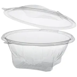 Starpak 50 Feinkost- und Salatschalen mit Klappdeckel, R-PET rund 1000 ml Ø 18,5 cm · 7,8 cm glasklar