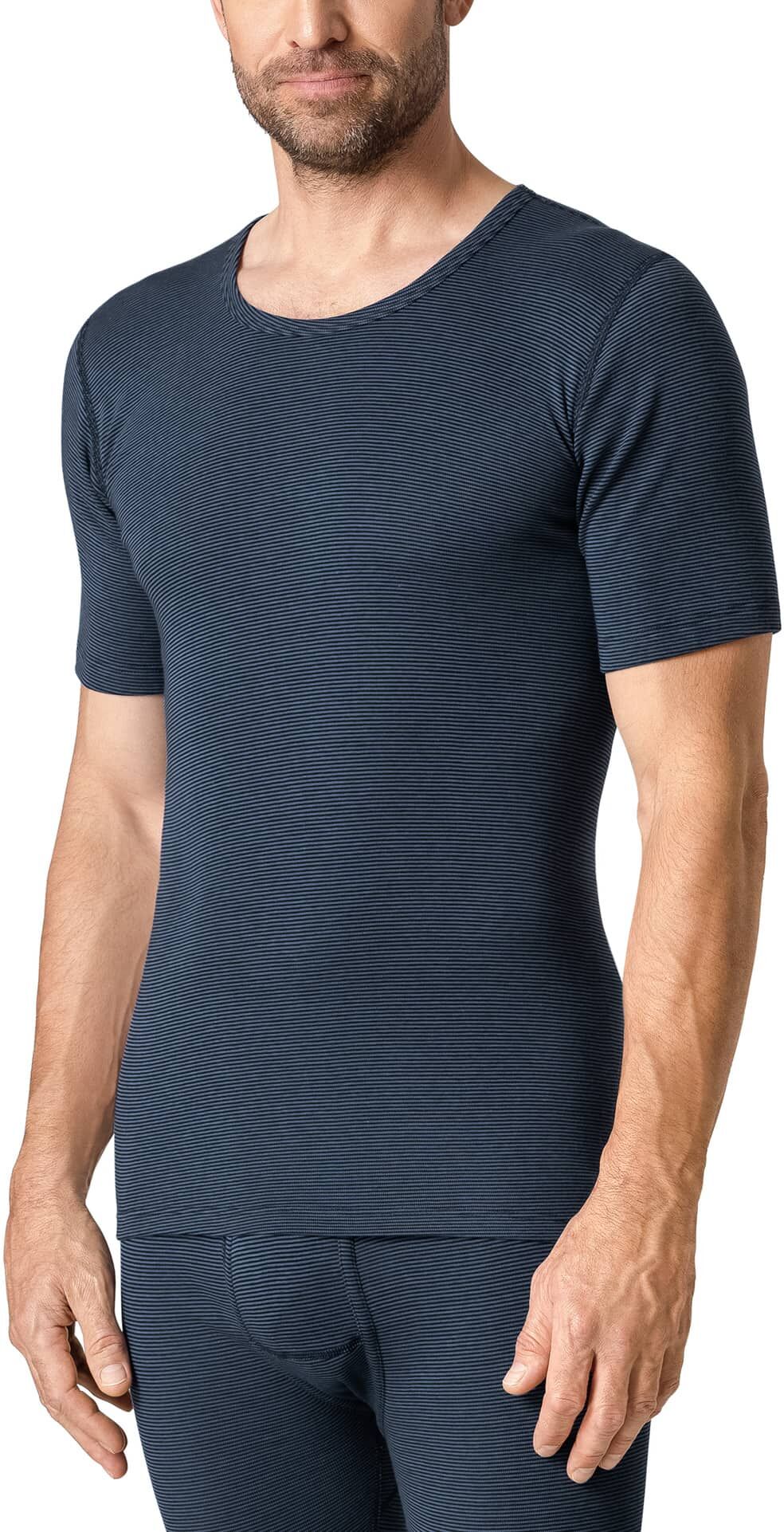Walbusch Thermo-Shirt 2er-Pack, , Farbe Blau, 7(XL), feiner Baumwollmix von innen angeraut Herren