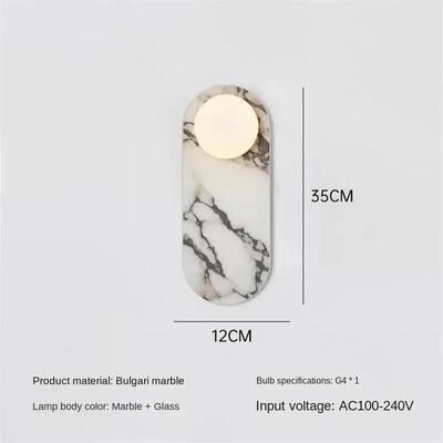 Uplift Picks Luxury Natural Marble Wall Lamp White Glass LED Sconce 35 Cm warm White