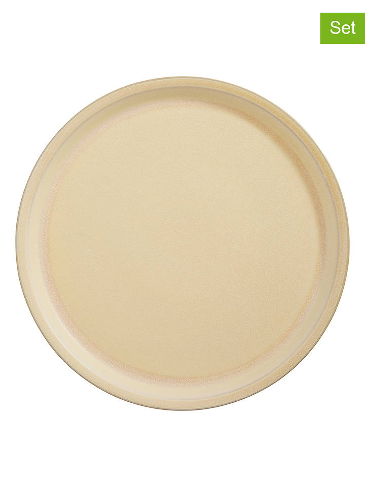 OYOY living design 2er-Set: Speiseteller "Yuka" in Beige - Ø 27 cm - onesize