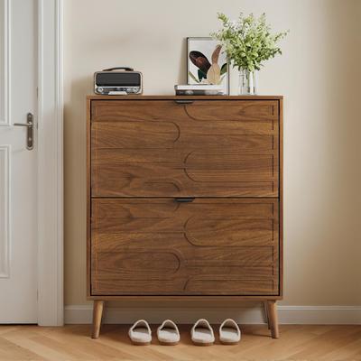 "Medieval 31.5"" Modern Shoe Cabinet with Flip Drawers, Adjustable Storages & Solid Wood Legs by GDFStudio"