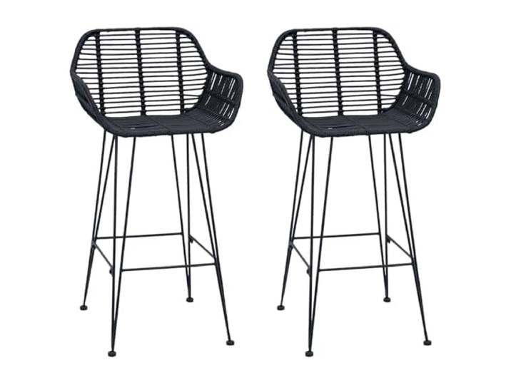 Makastle Barstuhl 2 STK. Schwarz 55 x 52 x 92 cm Rattan und Eisen