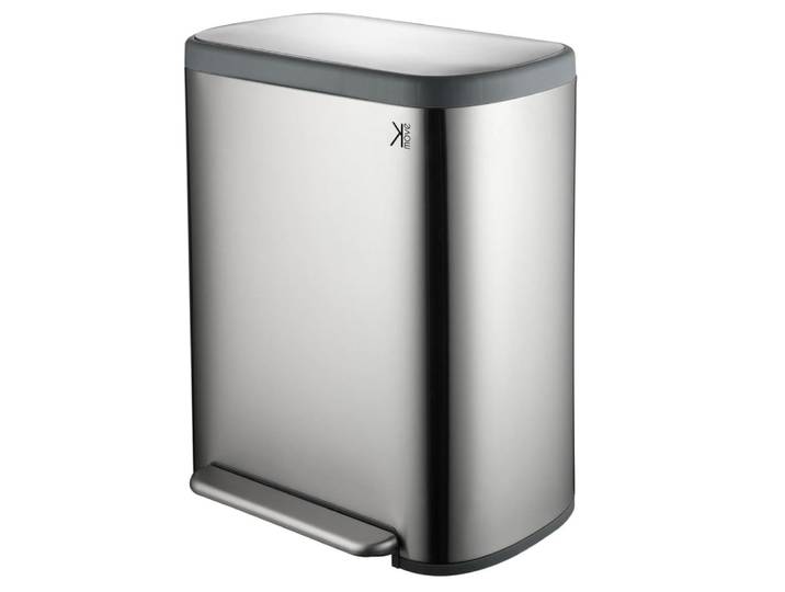 Poubelle de cuisine tri sélectif acier inoxydable argent 60l