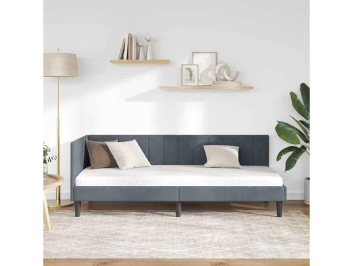 KTHLBRH Eckbettrahmen Dunkelgrau 80 x 200 cm Platzsparend, mit Stoff bezogen, fester Lattenrost, Höhe 31 cm