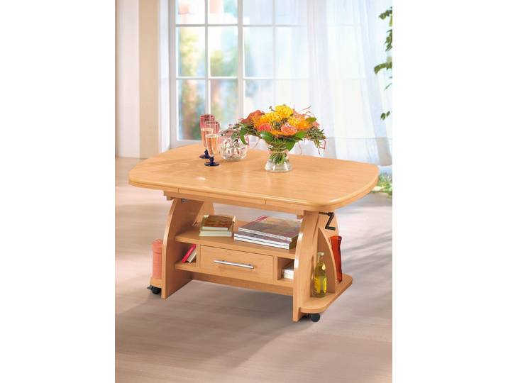 Couchtisch mit Schublade, Buche, Feste Platte, Höhe 46 cm