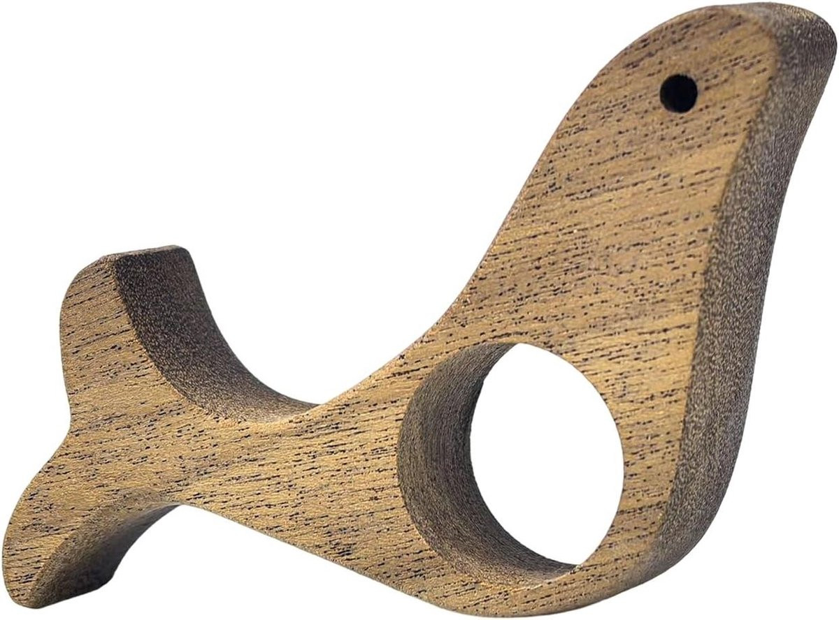 Duim Boek Pagina Houder met Vogel Design - Natuurlijk Hout - 9,5 cm