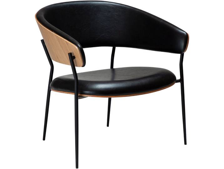 DAN-FORM Stilvoller Sessel Crib Kunstleder schwarz, Eiche B 75 cm T 70.5 cm H 75 cm - Farbe: schwarz/Eiche - Sessel