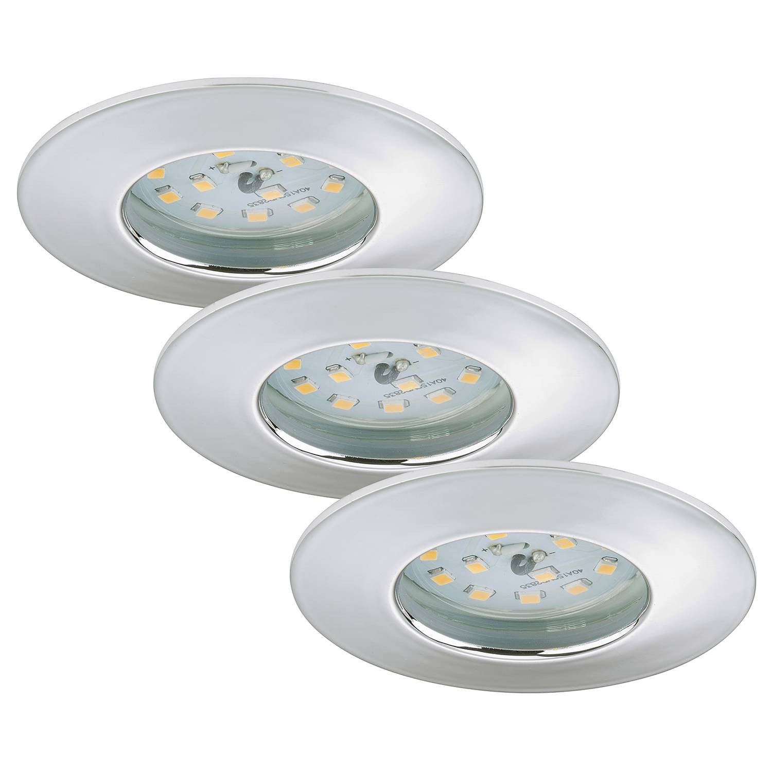 home24 LED-inbouwlamp Attach O I set van 3, zilver, Ø 8 cm
