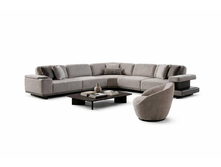 Xlmoebel Wohnlandschaft Modernes graues Designer-Sofa mit komfortablem Sessel, Wohnlandschaft 6 Teile, Made in Europa