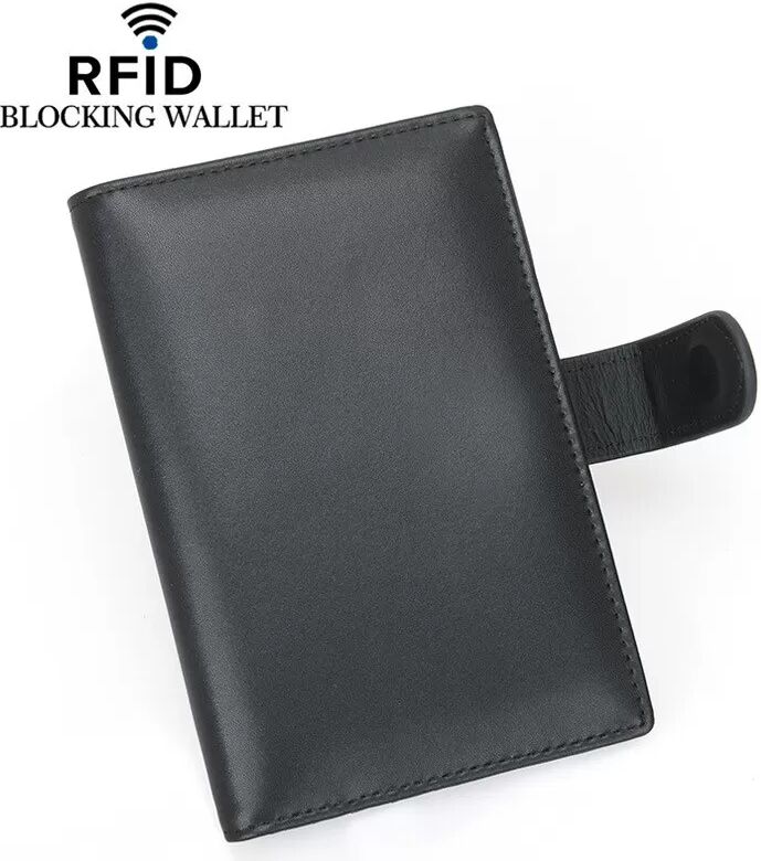 INF Porte-passeport RFID en cuir véritable - Portefeuille de voyage sécurisé