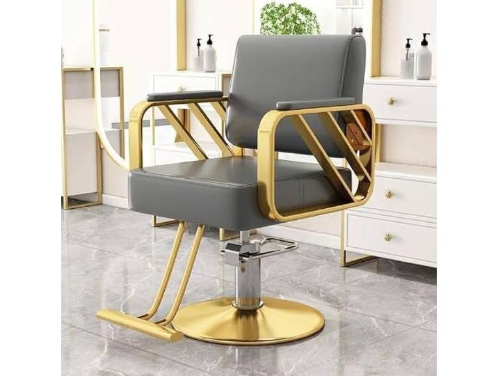 Dalumian Robuster Salonstuhl, Barbershop-Stuhl Um 360° drehbar & höhenverstellbar, belastbar bis 150kg, hoher Sitzkomfort, robuster Tellerfuß(D)