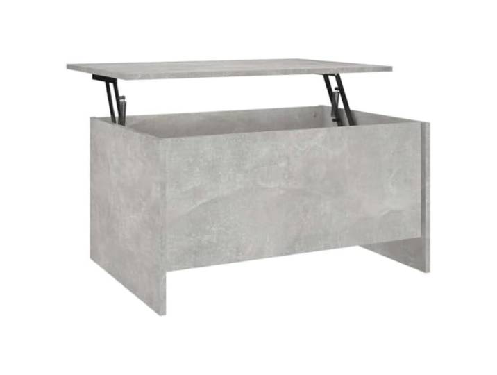 Tmriohed Couchtisch Höhenverstellbar Betongrau 80x55,5x41,5 cm Höhenverstellbare Plattenfunktion für flexibles Arbeiten und Speisen im Wohnzimmer mit integriertem Stauraumfach.